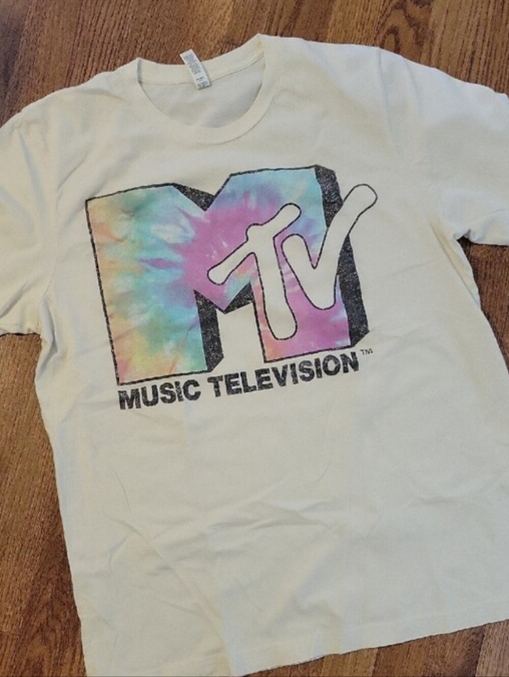 Cream Tee with Tie-Dye MTV Logo